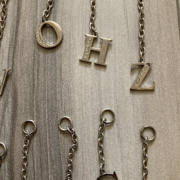 NWT Silver-colored (U), rhinestone studded initial Bag Charm - Picture 3 of 4